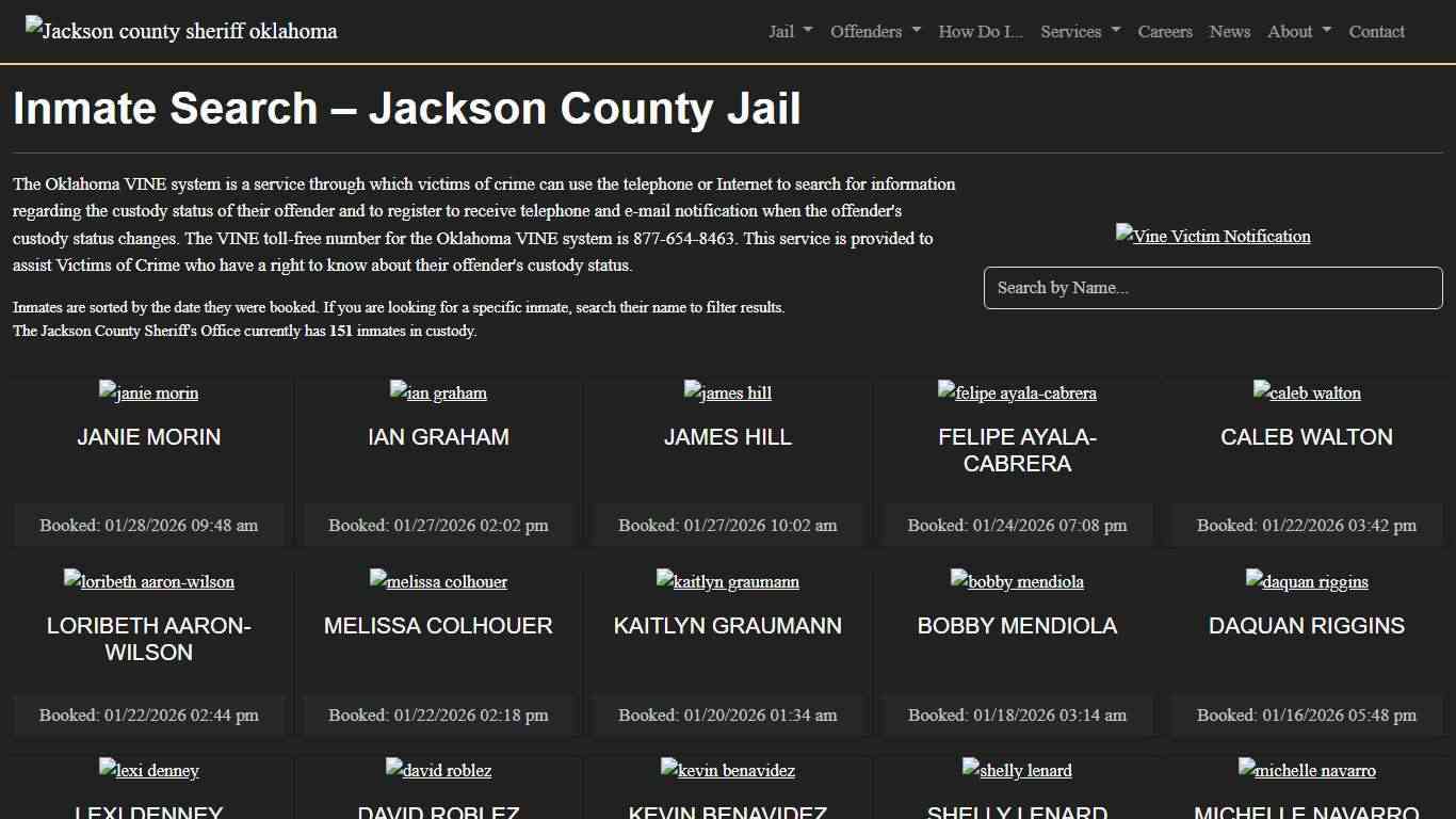 Inmate Search Jackson County Sheriff's Office
